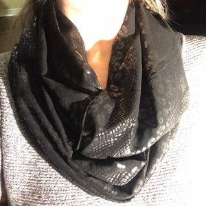 Black Leopard and snake skin infinity scarf